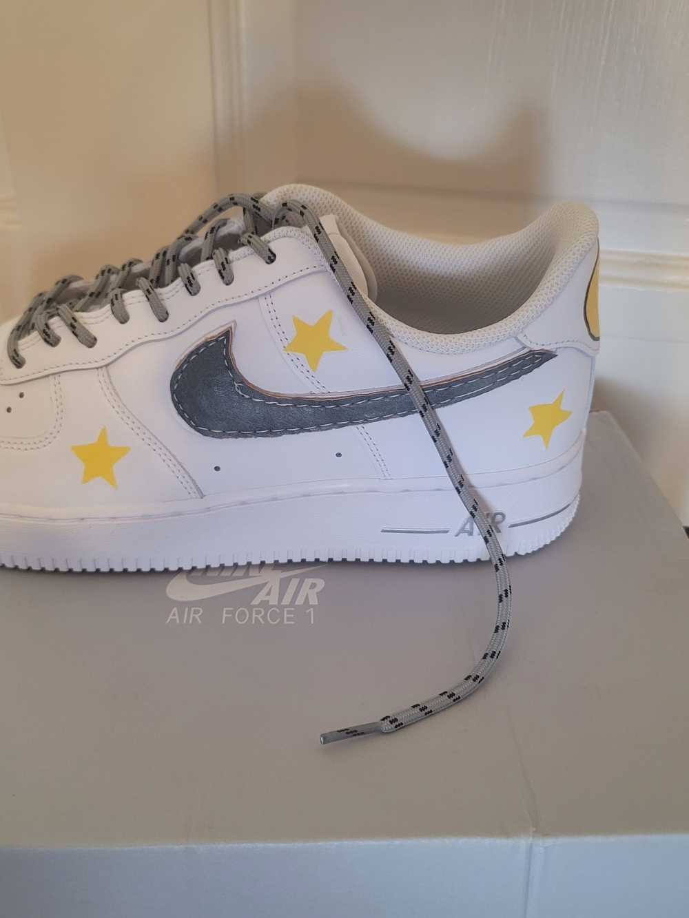 Nike Air Force 1 Low Top Sneakers in White & Yellow